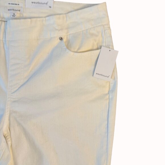 Westbound Skinny Crop Pants Size 16 High Rise White Stretch Tummy Control Slimmi - Picture 13 of 15